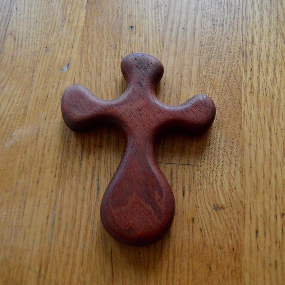 Hand Sized Ergonomic Solid Wood Cross